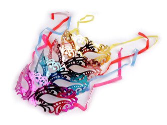 Karnevalová maska - škraboška metalická - 12 ks - mix