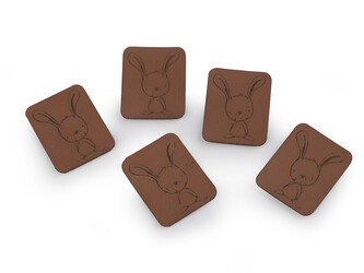 Nášivka / štítek z eko kůže - zvířátka - 5 ks - 3 hnědá zajíc