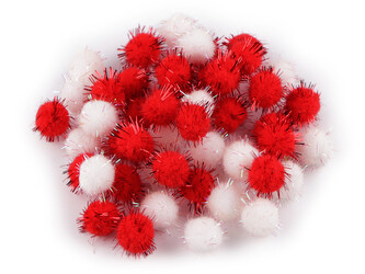 Bambulka s lurexem Ø15 mm - 1000 ks - 3 bílá červená