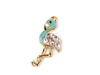 Přívěsek plameňák s broušenými kamínky 14x32 mm - 2 ks - 1 mint