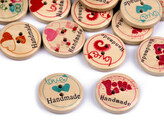 Dřevěný dekorační knoflík Handmade mix - 50 ks - mix