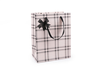 Dárková taška káro s mašlí - 12 ks - 2 krémová nejsvět.