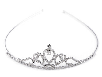 Štrasová čelenka / korunka do vlasů - 12 ks - 5 crystal