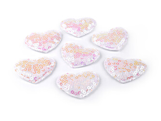 Aplikace / nášivka srdce s flitry - 10 ks - 1 růžová nejsv. AB