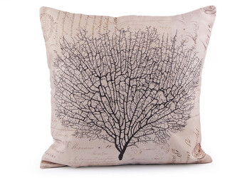 Povlak na polštář 45x45 cm - 1 ks - 2 šedobéžová větvička