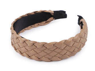 Široká čelenka do vlasů koženková - 1 ks - 1 béžová