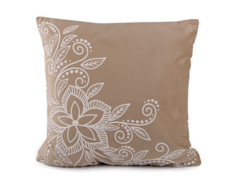 Povlak na polštář sametový s potiskem 45x45 cm - 1 ks - 1 béžová světlá