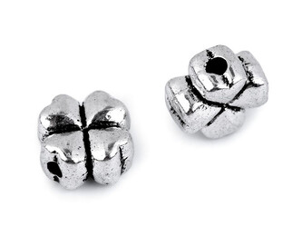 Kovová ozdoba čtyřlístek 8x8 mm - 40 ks - 1 platina s patinou