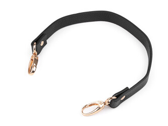 Koženkové ucho s karabinami na kabelku délka 41-43 cm - 1 ks - 2 černá zlatá