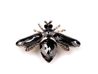 Brož s broušenými kamínky včela - 1 ks - 2 antracit