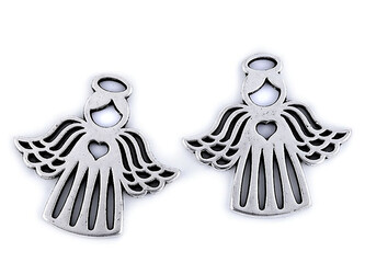 Přívěsek anděl 27x28 mm - 10 ks - 1 platina
