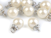 Přívěsek perla s rondelkou Ø12 mm - 20 ks - 2 perlová stříbrná