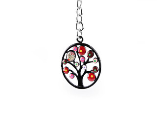 Kovový přívěsek na batoh / klíče sova, strom života - 1 ks - 5 červená strom
