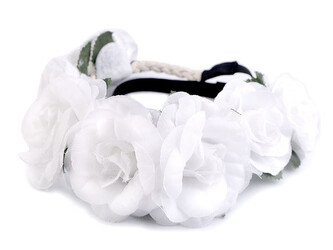 Pružná čelenka do vlasů s květy - 20 ks - 1 bílá