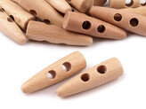 Dřevěný knoflík roh 10x40 mm - 10 ks - přírodní