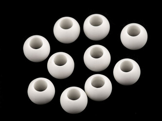 Plastové korálky matné s velkým průvlekem 10x12 mm - 700 ks - 1 (24) bílá