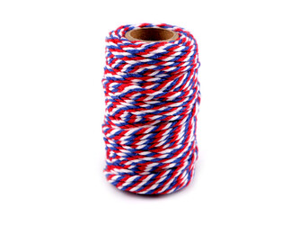 Bavlněná šňůra Ø2 mm - 20 ks - 4 bílo červená modrá