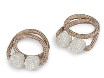 Dekorační úvaz / šňůra na závěsy s magnetem - 2 ks - 3 béžová