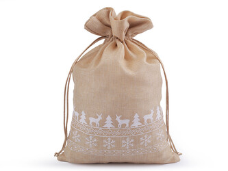 Vánoční dárkový pytlík 20x30 cm imitace juty - 1 ks - 8 režná přírodní