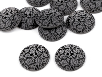 Knoflík s 3D efektem květy velikost 28", 36" - 10 ks - 4 (36") 200337 černá