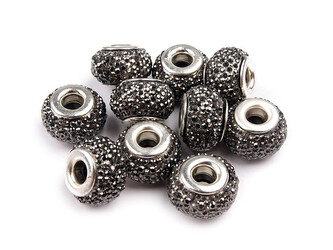 Plastové korálky s velkým průvlekem 9x14 mm - 10 ks - 8 (059) šedá hematit