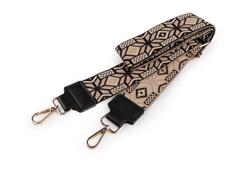 Textilní ucho / popruh na tašku s karabinami šíře 5 cm - 1 ks - 13 béžová zlatá