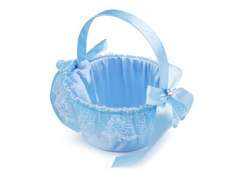 Svatební saténový košíček pro družičky - 1 ks - 3 modrá světlá