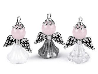 Anděl pro štěstí s minerálem, v krabičce v češtině, slovenštině a angličtině - 1 ks - 5 (Sk) růženín