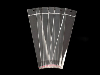 PP sáček s lepicí klopou a závěsem 5x20 cm - 100 ks - transparent