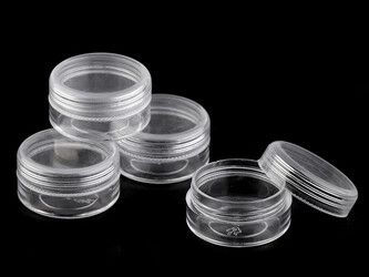 Plastová dóza 4x2,1 cm šroubovací - 4 ks - transparent