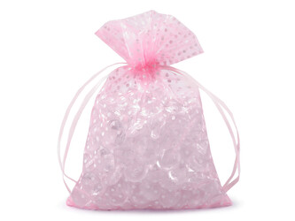 Dárkový pytlík puntíky 13x18 cm organza - 100 ks - 6 růžová sv.
