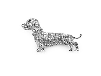 Brož s broušenými kamínky králík, pes - 1 ks - 1 crystal pejsek