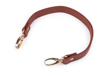Koženkové ucho s karabinami na kabelku délka 41-43 cm - 1 ks - 1 hnědá koňak zlatá