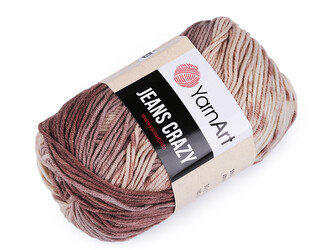 Pletací příze Jeans Crazy 50 g - 1 ks - 7 (8201) béžová tm. béžová světlá