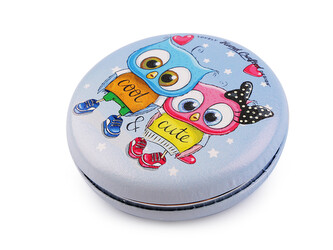 Kosmetické zrcátko sova - 1 ks - 4 modrá světlá