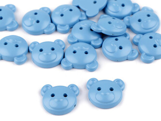 Knoflík dětský velikost 34" medvídek - 25 ks - 4 modrá světlá