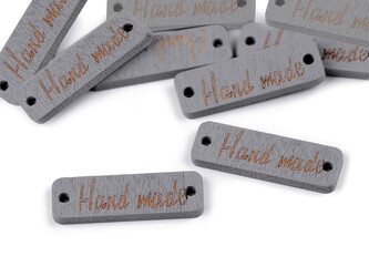 Dřevěná cedulka / ozdoba Handmade 10x30 mm - 100 ks - 5 šedá