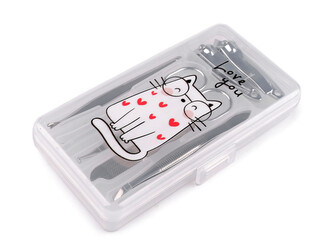 Manikúra v plastovém pouzdře - 1 ks - 2 červená