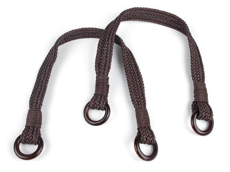 Proplétaná ucha na tašky délka 54 cm s kroužky - 20 ks - 1 hnědá tmavá