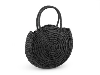 Háčkovaná kabelka z rafie - lýka se zipem 33x37 cm - 1 ks - 3 černá