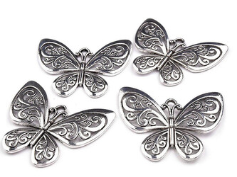 Přívěsek motýl 50x56 mm - 50 ks - platina