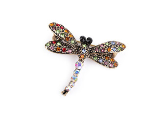 Brož s broušenými kamínky vážka - 1 ks - 2 multikolor