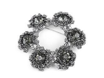 Brož s broušenými kamínky - 1 ks - antracit
