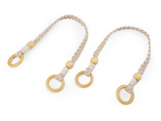 Proplétaná ucha na tašky délka 50 cm s kroužky - 2 ks - režná Proplétaná ucha na tašky délka 50 cm s kroužky - 2 ks - režná