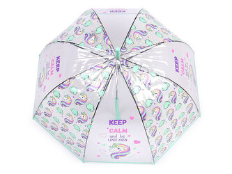Dívčí průhledný vystřelovací deštník jednorožec - 1 ks - 3 mint