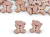 Dřevěný dekorační knoflík medvěd - 50 ks - béžová světlá