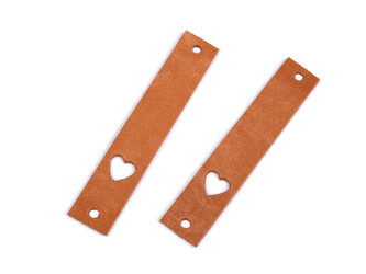 Kožený štítek srdce 12x70 mm - 10 ks - 2 přírodní stř.