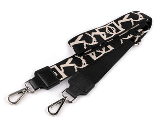 Textilní ucho / popruh na tašku s karabinami šíře 3,8 cm - 1 ks - 4 černá platina