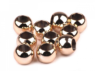 Plastové korálky Metalic s velkým průvlekem 8x10 mm - 100 ks - 2 růžové zlato