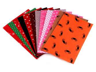 Látková dekorativní plsť / filc hvězda, vločka, srdce, pavouk, puntík 20x30 cm - 12 ks - mix